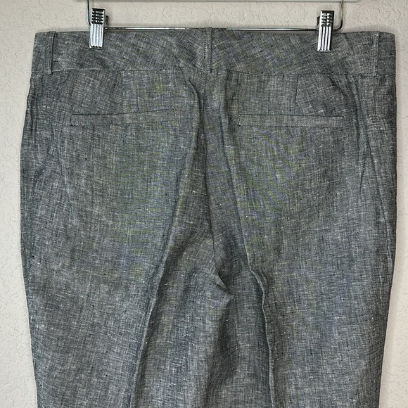 Banana Republic 100% Linen Dark Marled Grey The Martin Fit Trouser Pants Size 14 - Picture 6 of 12